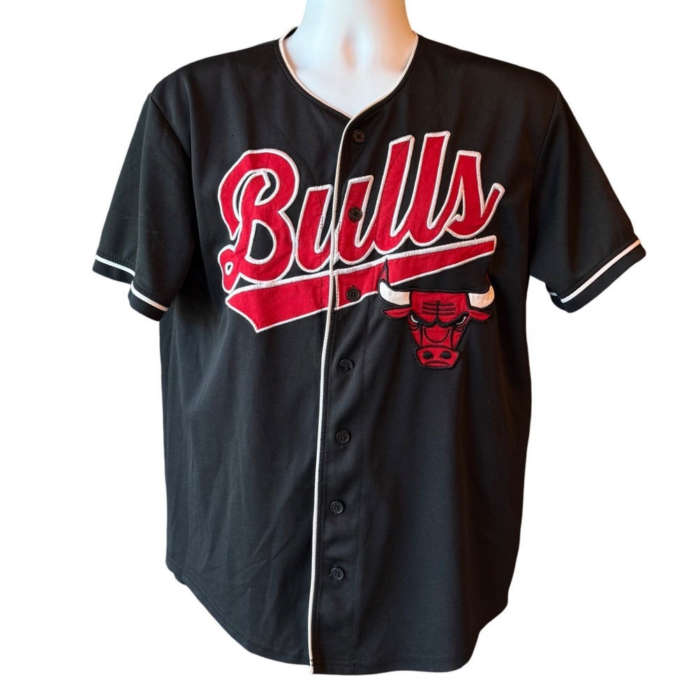 Chicago Bulls #66 Baseball Style Jersey Black Size Medium Button-Front